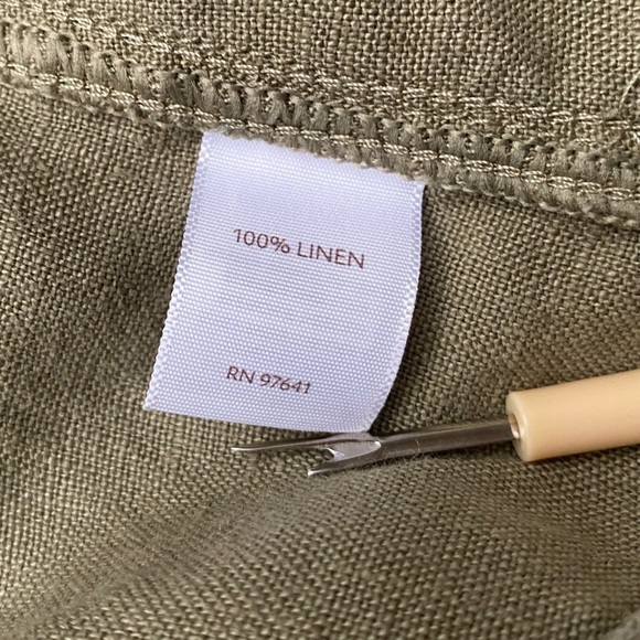 J. Jill 100% Linen Shorts Size 14 Tan Ecru Roll Hem Flat Front - Picture 11 of 12